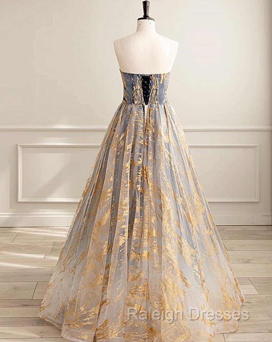 A Line Gradient Tulle Long Prom Dresses Floor Length Prom Dresses Secondary image
