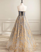 A Line Gradient Tulle Long Prom Dresses Floor Length Prom Dresses