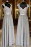 A-Line Gray Long Prom Dress, Gray Lace Bridesmaid Dress