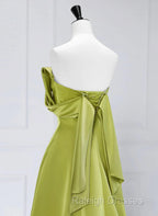A Line Green Long Prom Dresseses Green Floor Length Prom Dresses