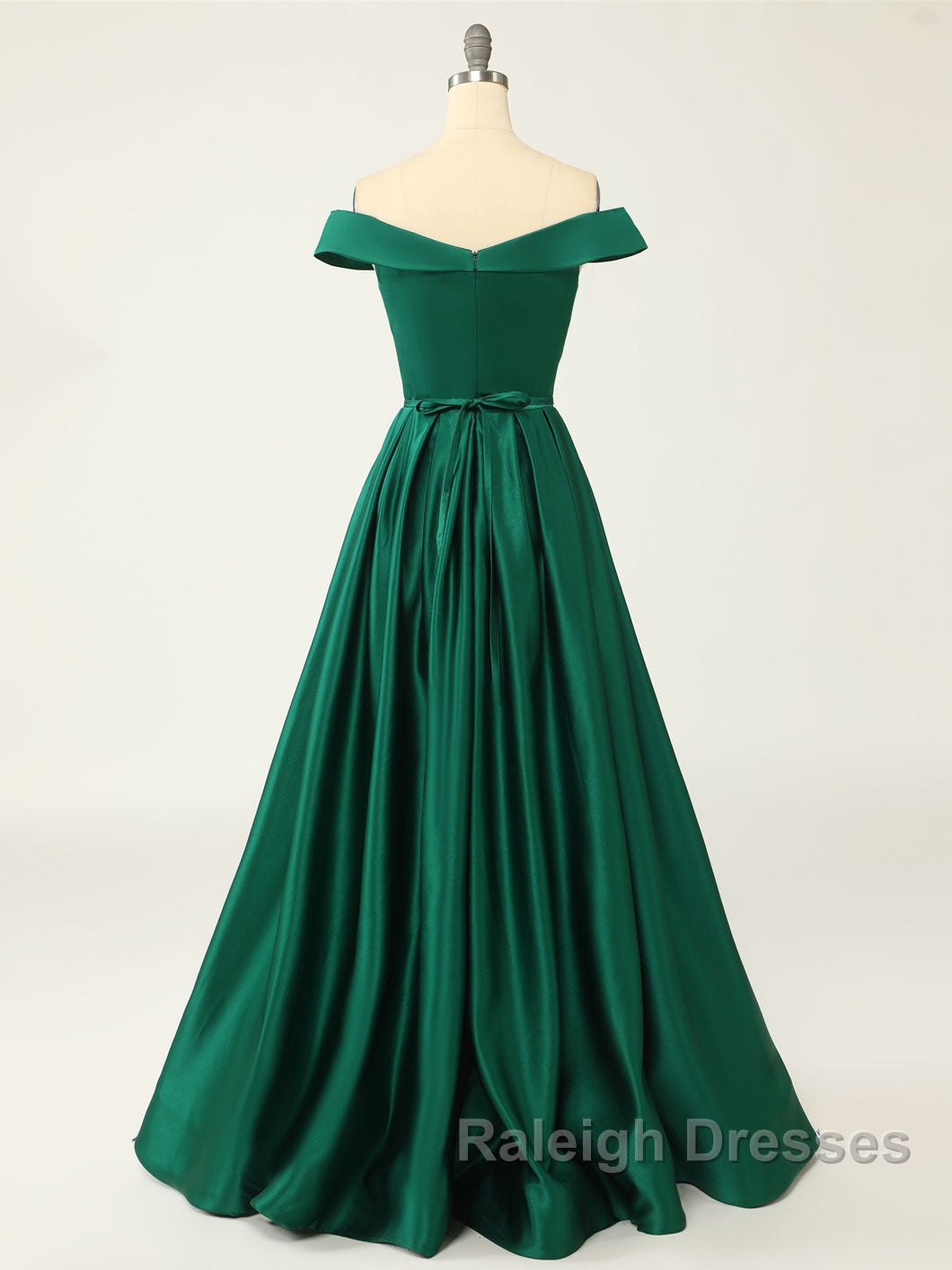 A-Line Green Off Shoulder Long Prom Dresses, Green Formal Evening Dresses Secondary image