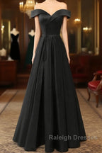 A Line Green Off Shoulder Long Prom Dress Green Prom Dress