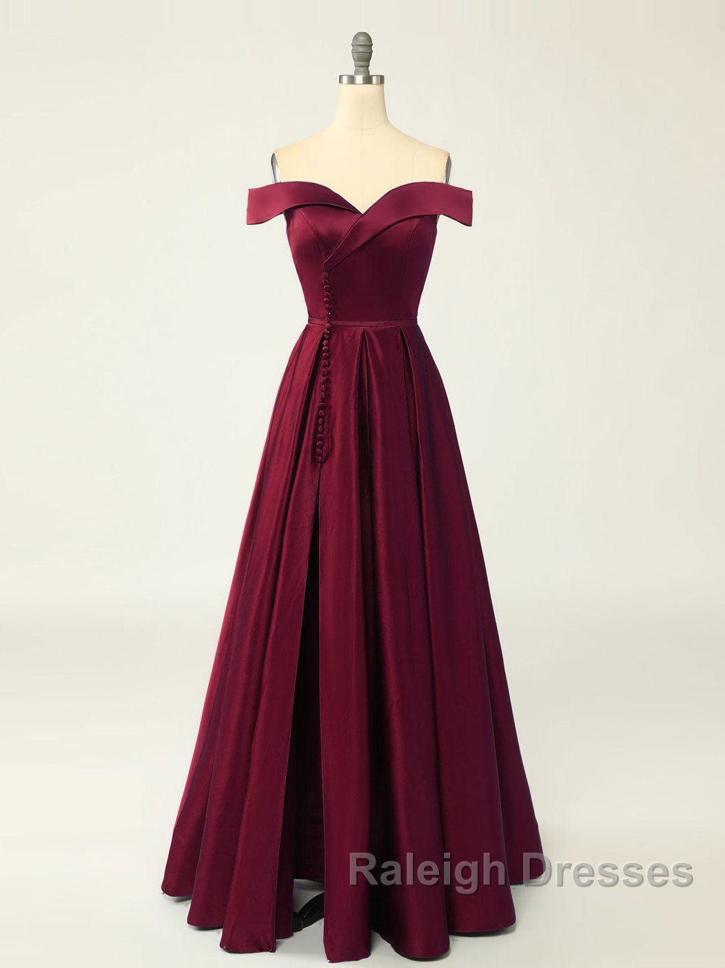 A-Line Green Off Shoulder Long Prom Dresses, Green Formal Evening Dresses