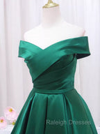 A Line Green Satin Sweetheart Formal Dress, Green Long Prom Dress