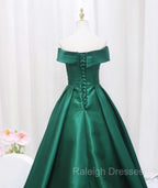 A Line Green Satin Sweetheart Formal Dress, Green Long Prom Dress