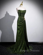 A-line Green Sequins Mermaid Long Party Dress, Mermaid Sequins Green Prom Dress