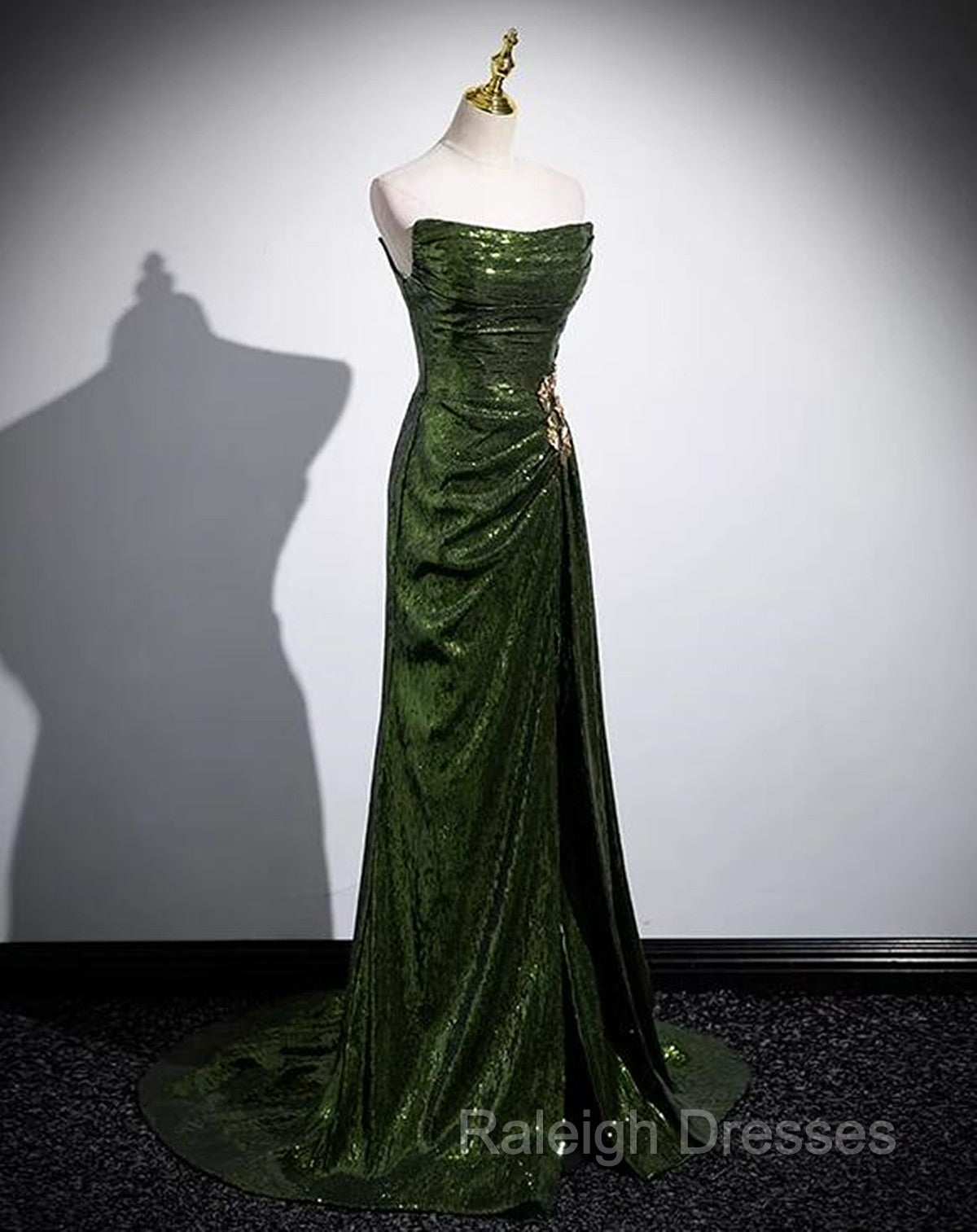 A-line Green Sequins Mermaid Long Party Dress, Mermaid Sequins Green Prom Dress