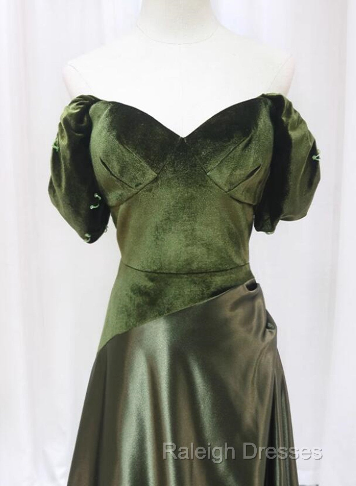 A-Line Green Sweetheart Velvet Long Party Dress, Green Evening Dress Prom Dress