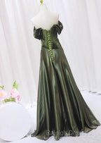 A-Line Green Sweetheart Velvet Long Party Dress, Green Evening Dress Prom Dress