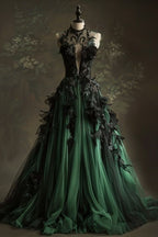 A-Line Green Tulle Long Prom Dress Prom Graduation Prom Dress
