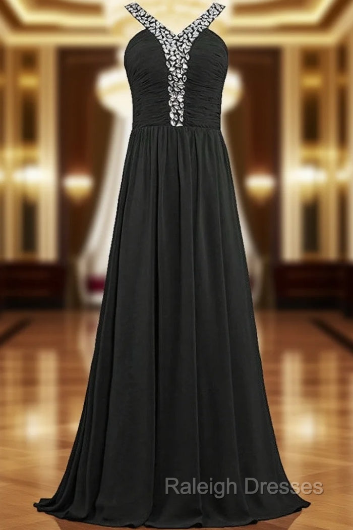 A-Line Halter Chiffon Pleats Bridesmaid Dress With Beading