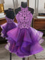 A Line Halter Flower Short Mini Tulle Dress