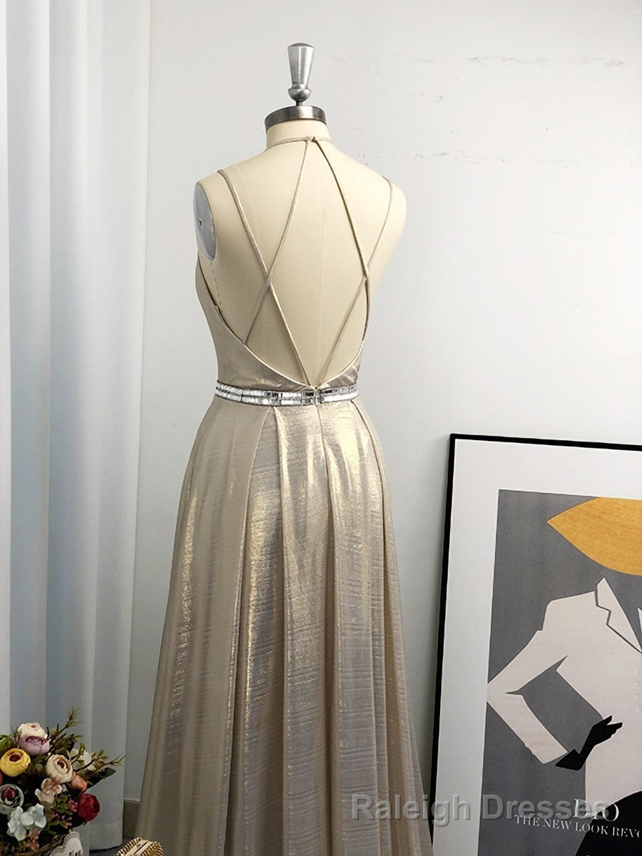 A Line Halter Ruffles Floor Length Dress