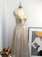 A Line Halter Ruffles Floor Length Dress