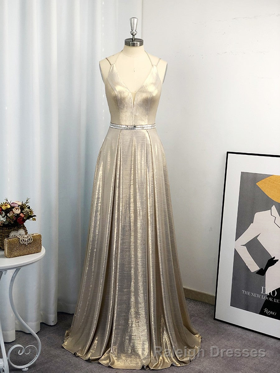 A Line Halter Ruffles Floor Length Dress Main image
