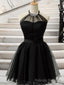 A Line Halter Ruffles Short Mini Tulle Dress