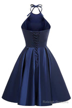 A-Line Halter Short Prom Dresses Cocktail Dresses