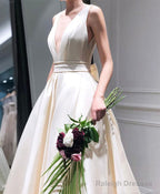 A-Line High Low V Neck Short Prom Dress Homecoming Dress