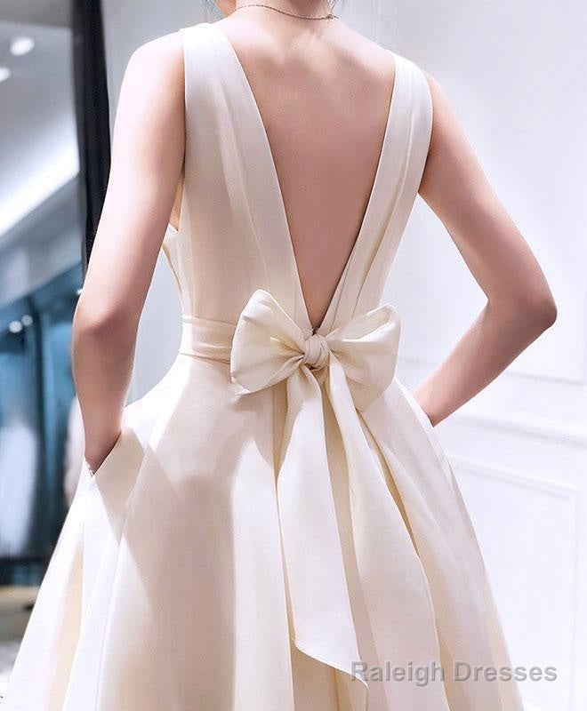 A-Line High Low V Neck Short Prom Dresses Homecoming Dresses