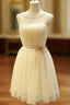 A Line Homecoming Dress Sleeveless Jewel Short Mini Beading Customized Lace Up Dress