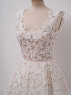A-Line Ivory Lace Homecoming Dress Square Neck Short Prom Dresses