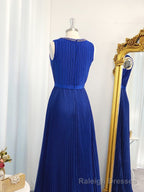 A-line Jewel Ruffles Floor-Length Chiffon Dress