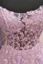 A Line Lavender Lace Long Prom Dresses Lilac Lace Prom Dresses Lavender Prom Dresses