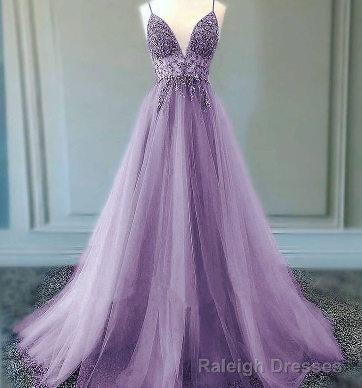 A line Lilac Long Prom Dresses Prom Prom Gown Main image
