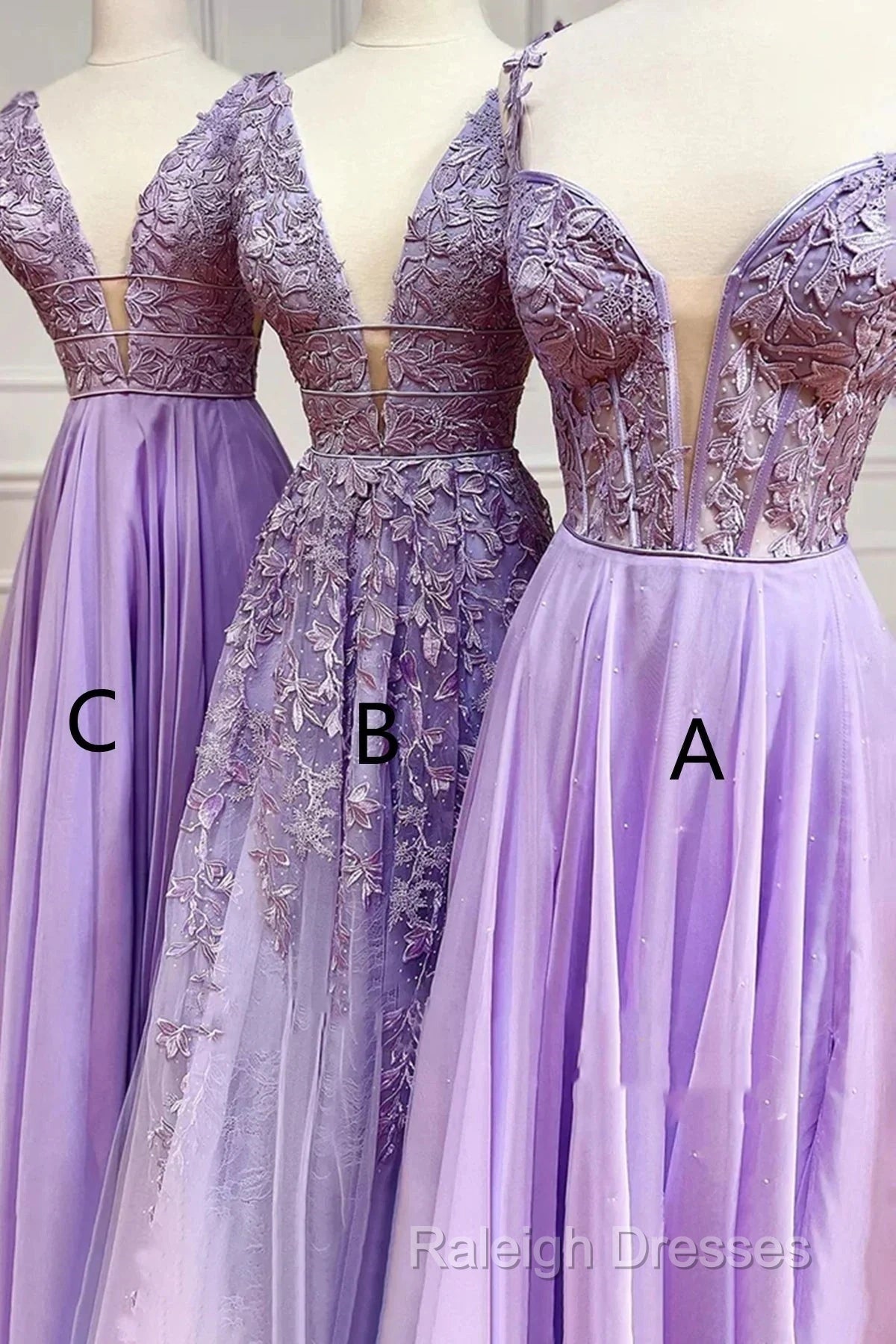 A-Line Long Lace Purple Prom Dress V-Neck Lilac Party Dresses Secondary image