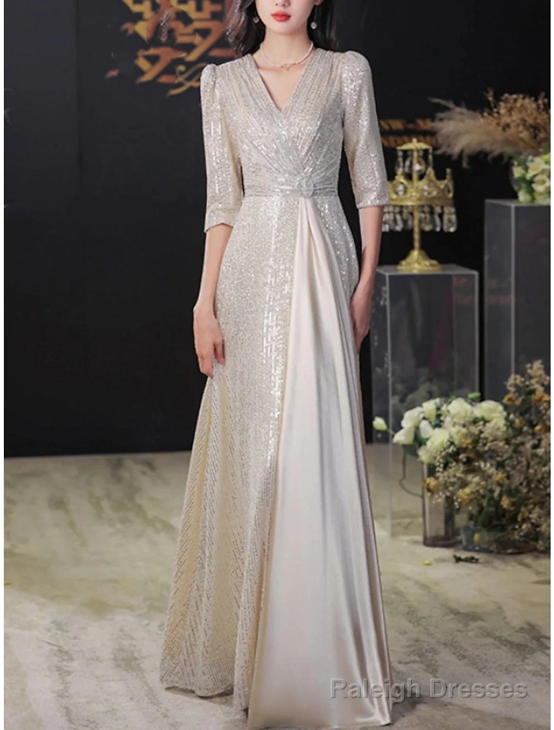 A-Line Mother Of The Bride Dress Wedding Guest Elegant Sparkle & Shine