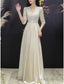 A-Line Mother Of The Bride Dresses Wedding Guest Elegant Sparkle & Shine Petite V Neck Sweep / Brush Train Sequined Half Sleeve With Pleats Crystal Brooch