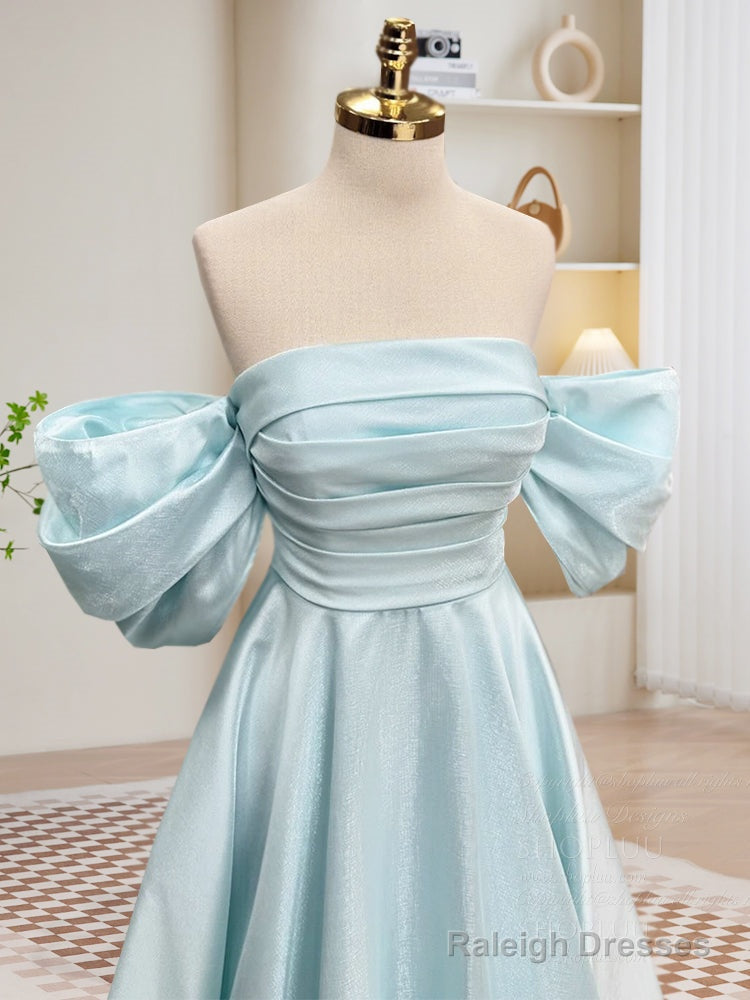A-Line Off Shoulder Blue Long Prom Dress, Blue Long Formal Dress Secondary image