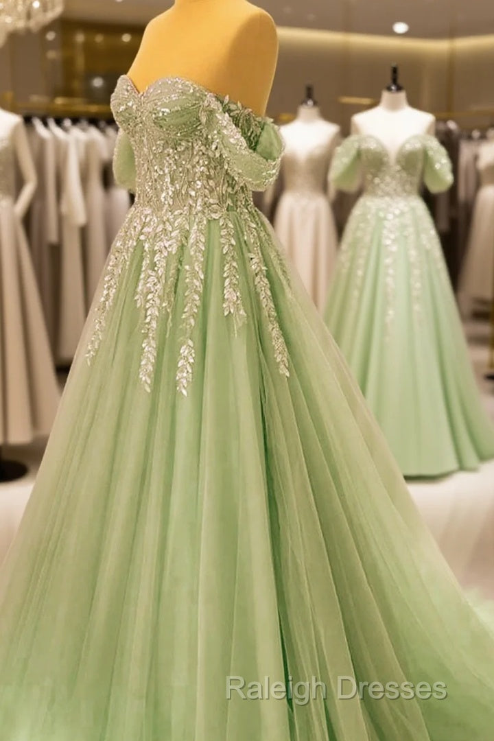 A-Line Off Shoulder Lace Appliques Dress Main image