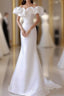 A-Line Off Shoulder Satin White Long Prom Dress, White Long Party Dress
