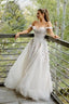 A Line Off the Shoulder Appliques Long Wedding Dresses Bridal Gowns
