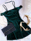 A-Line Off-The-Shoulder Dark Green Homecoming Dress
