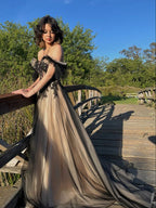 A-Line Off The Shoulder Fashion Prom Dress Long Prom Dress