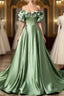 A-Line Off The Shoulder Formal Satin Long Evening Dress Prom Dress