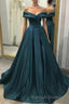 A Line Off the Shoulder Prom Dress Long Satin Prom Gowns