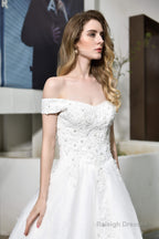 A-line Off the Shoulder Long Wedding Dresses