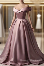 A-Line Off-the-shoulder Pink Sleeveless Strapless Long Prom Dress