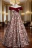 A-Line Off the Shoulder Print Prom Dress