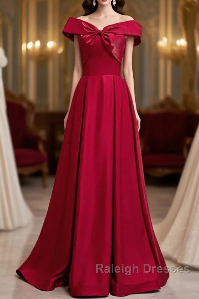 A-Line Off The Shoulder Prom Dress Pure Color Sexy Long Main image