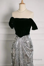 A-Line Off The Shoulder Sequin Prom Dress Bridesmaid Dress Prom Gown Prom Dresses