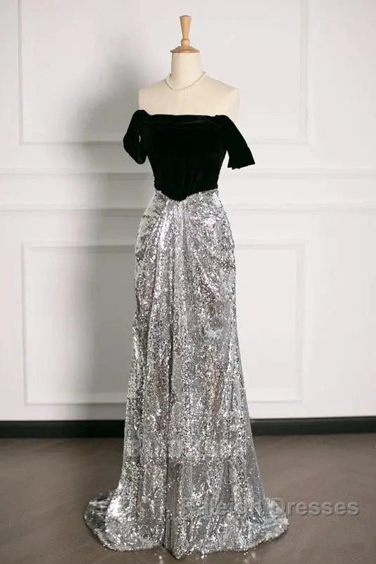 A-Line Off The Shoulder Sequin Prom Dress Bridesmaid Dress Prom Gown Prom Dresses