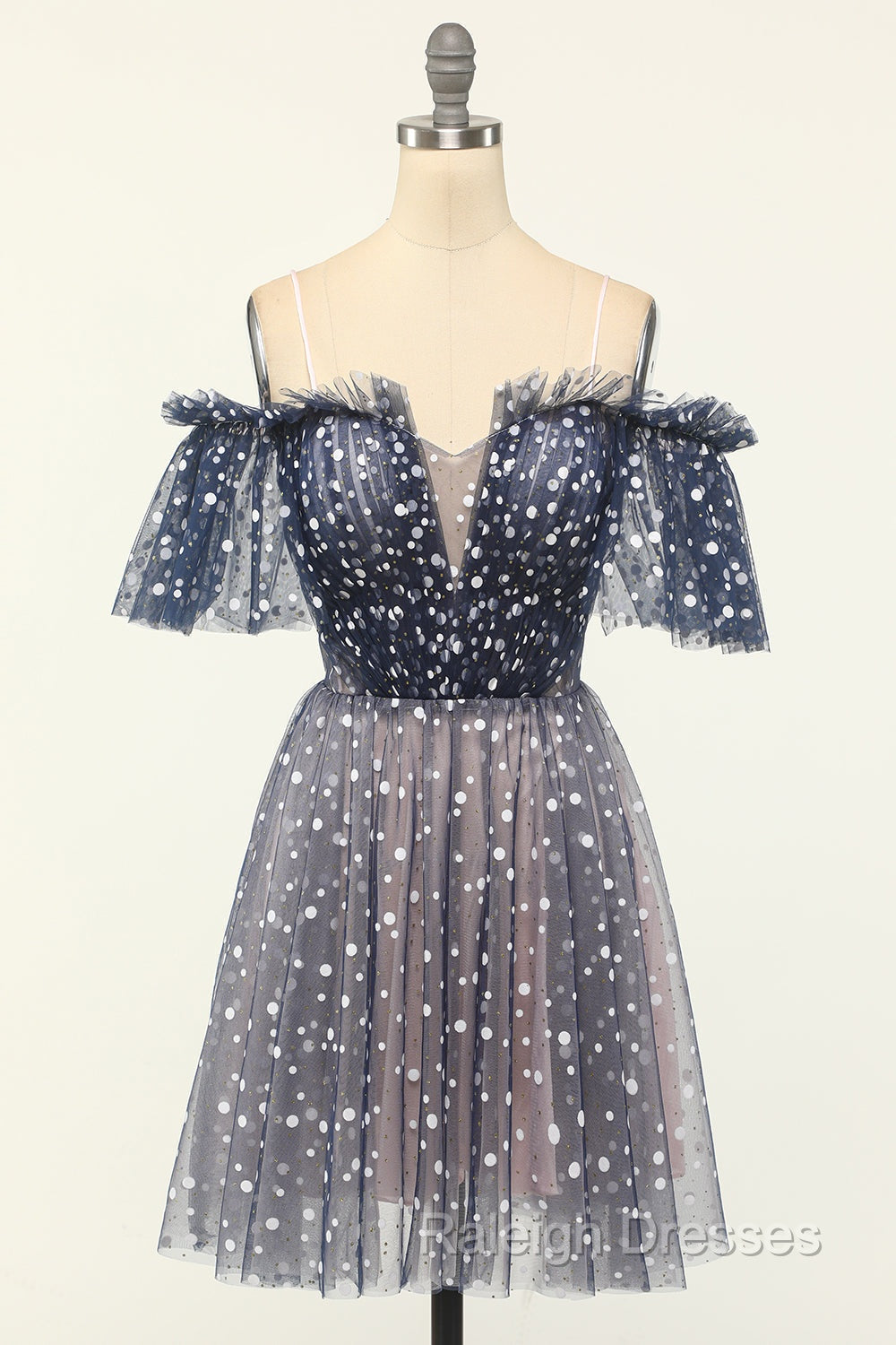 A-line Off-the-shoulder Tulle Short/Mini Short Prom Dresses With Ruffles Secondary image