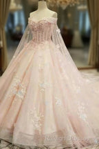 A Line On & Off Shoulder Dresses | V Neck Floor Length Lace Gown Girls Wear Prom Dress