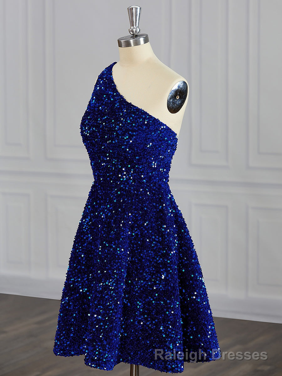 A-line One-Shoulder Sequin Short/Mini Velvet Sequins Dress Main image