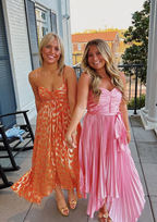 A-Line Orange Prom Dresses Fashion Prom Dresses