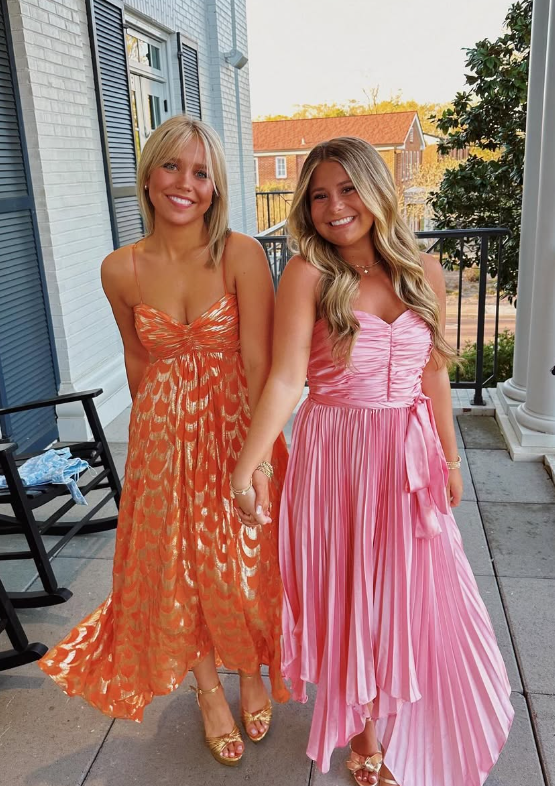 A-Line Orange Prom Dresses Fashion Prom Dresses